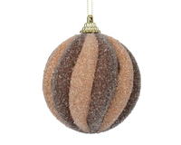 Kerstbal Swirl Glitter Foam Espresso Bruin en Karamel Bruin
