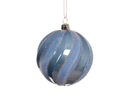 Kerstbal Swirls Hemelsblauw Plastic Ø8cm 1st