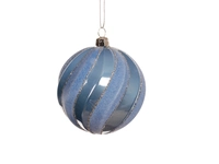 Kerstbal Swirls Hemelsblauw Plastic Ø8cm 1st