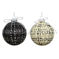 Kerstbal Tweed Glitter Strik Ø8cm Assorti 1st