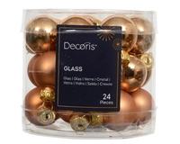 Kerstballen Glas Ø2,5cm Brandy 24st