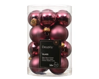 Kerstballen Glas Ø3,5cm Donker Roze 16st