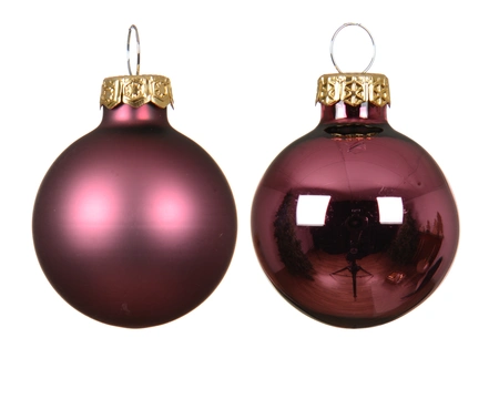 Kerstballen Glas Ø3,5cm Donker Roze 16st