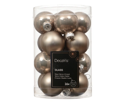 Kerstballen Glas Ø3,5cm Smokey Parel 16st
