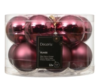 Kerstballen Glas Ø5cm Donker Roze 12st