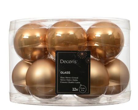 Kerstballen Glas Ø5cm Karamel Bruin 12st