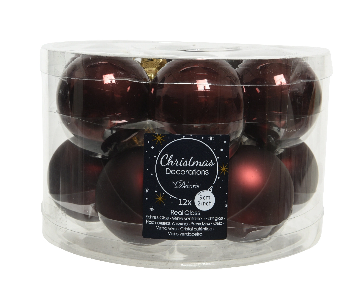 Bruine Kerstballen 12 Glazen Kerstballen Tuincollectie.nl