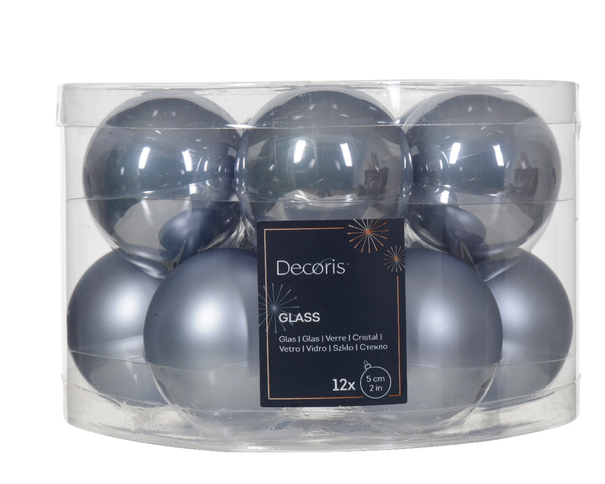 Kerstballen Set Lichtblauw Misty Blue 12 stuks Tuincollectie.nl