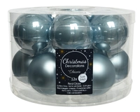 Kerstballen Glas Ø5cm Mist Blauw 12st