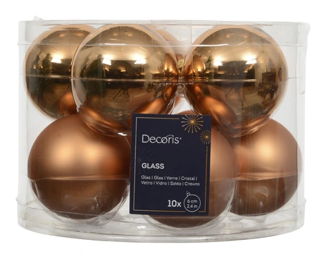 Kerstballen Glas Ø6cm Brandy 10st