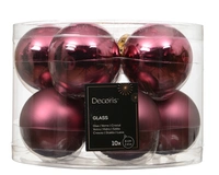 Kerstballen Glas Ø6cm Donker Roze 10st