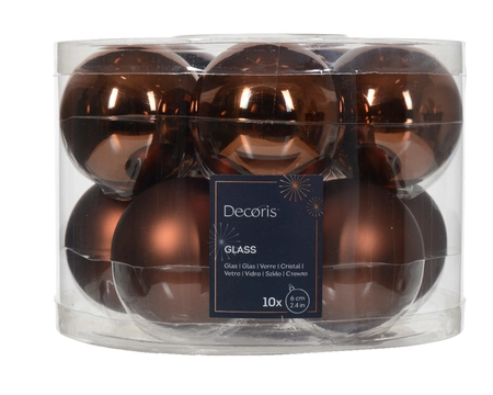 Kerstballen Glas Ø6cm Espresso Bruin 10st
