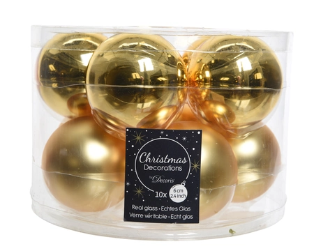 Kerstballen Glas Ø6cm Goud 10st