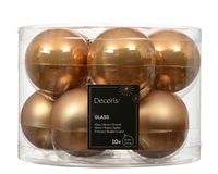 Kerstballen Glas Ø6cm Karamel Bruin 10st