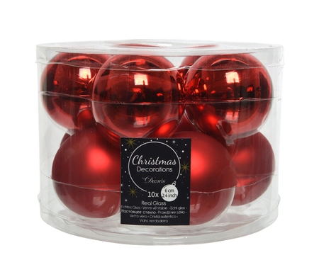 Kerstballen Glas Ø6cm Kerst Rood 10st