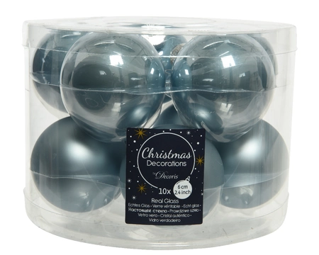 Kerstballen Glas Ø6cm Misty Blauw 10st