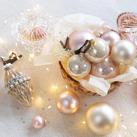 Kerstballen Glas Ø6cm Parel 10st