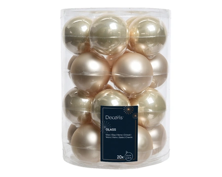 Kerstballen Glas Ø6cm Parel 20st