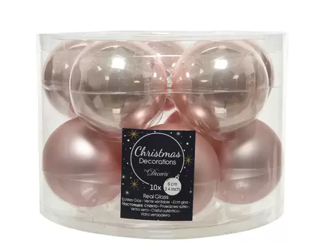 Kerstballen Glas Ø6cm Roze 10st