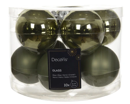 Kerstballen Glas Ø6cm Rozemarijn Groen 10st