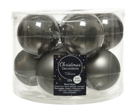 Kerstballen Glas Ø6cm Warm Grijs 10st