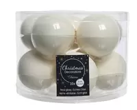 Kerstballen Glas Ø6cm Wol Wit 10st
