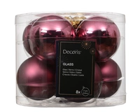 Kerstballen Glas Ø7cm Donker Roze 8st