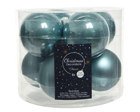 Kerstballen Glas Ø7cm Ochtendblauw 8st
