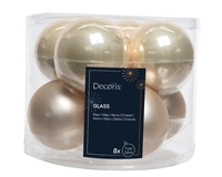 Kerstballen Glas Ø7cm Parel 8st