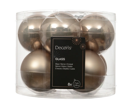 Kerstballen Glas Ø7cm Smokey Parel 8st