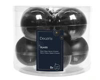 Kerstballen Glas Ø7cm Zwart 8st