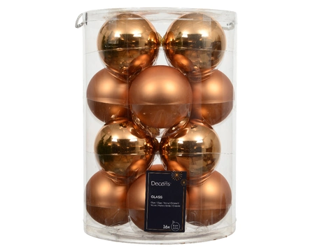 Kerstballen Glas Ø8cm Brandy 16st