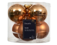 Kerstballen Glas Ø8cm Brandy 6st