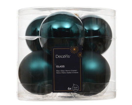 Kerstballen Glas Ø8cm Emerald Groen 6st