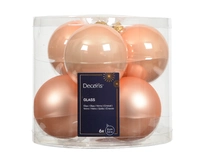 Kerstballen Glas Ø8cm Peach Pearl 6st