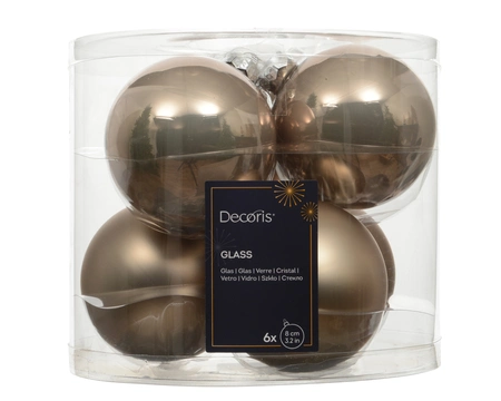 Kerstballen Glas Ø8cm Smokey Parel 6st