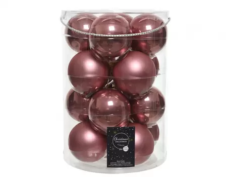 Kerstballen Glas Ø8cm Velvet Roze 16st