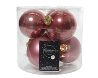 Kerstballen Glas Ø8cm Velvet Roze 6st