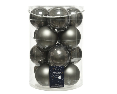 Kerstballen Glas Ø8cm Warm Grijs 16st