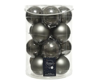 Kerstballen Glas Ø8cm Warm Grijs 16st