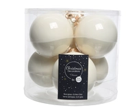 Kerstballen Glas Ø8cm Wol Wit 6st