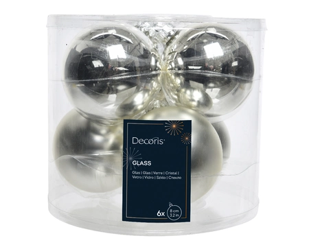 Kerstballen Glas Ø8cm Zilver 6st