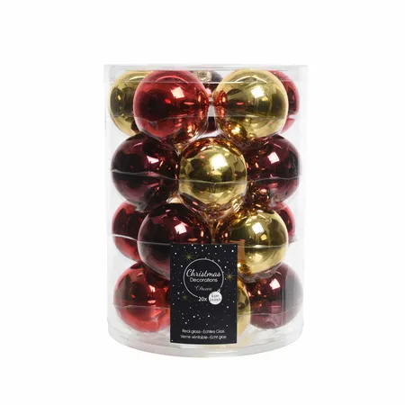 Kerstballen Glas Mix Ø6cm Rood/Goud 20st