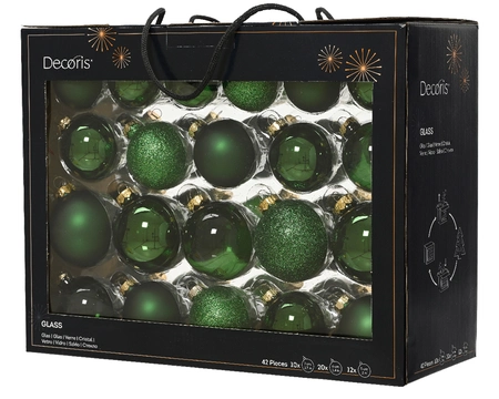 Kerstballen Glas Mix Groen 42st