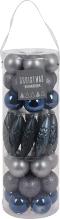 Kerstballen Mix Plastic Ø6cm Blauw 40st