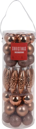 Kerstballen Mix Plastic Ø6cm Koper 40st