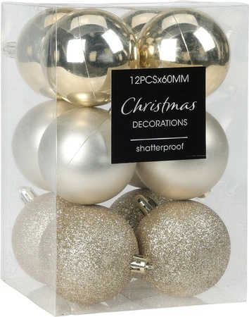 Kerstballen Mix Plastic Ø6cm Starlight 12st
