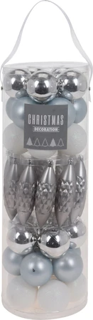 Kerstballen Mix Plastic Ø6cm Wit 40st