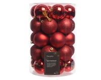Kerstballen Plastic Ø8cm Kerst Rood 34st