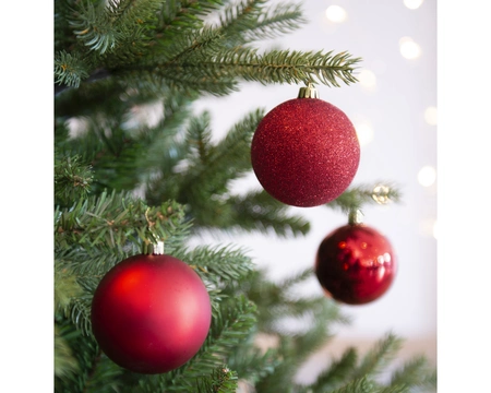 Kerstballen Plastic Ø8cm Kerst Rood 34st